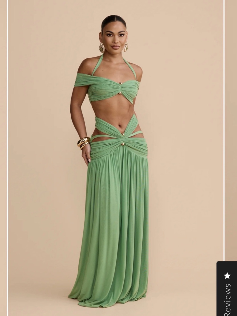 Melani the Label Sage Green Off-Shoulder Top - Picture 2 of 3
